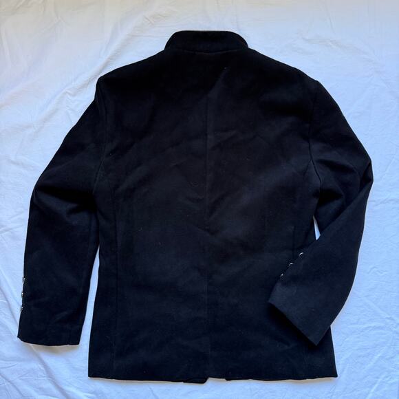 ZYFG Military Inspired Jacket, Snap Front, Black w/ Grey Piping, Euro size XXL - Picture 3 of 7